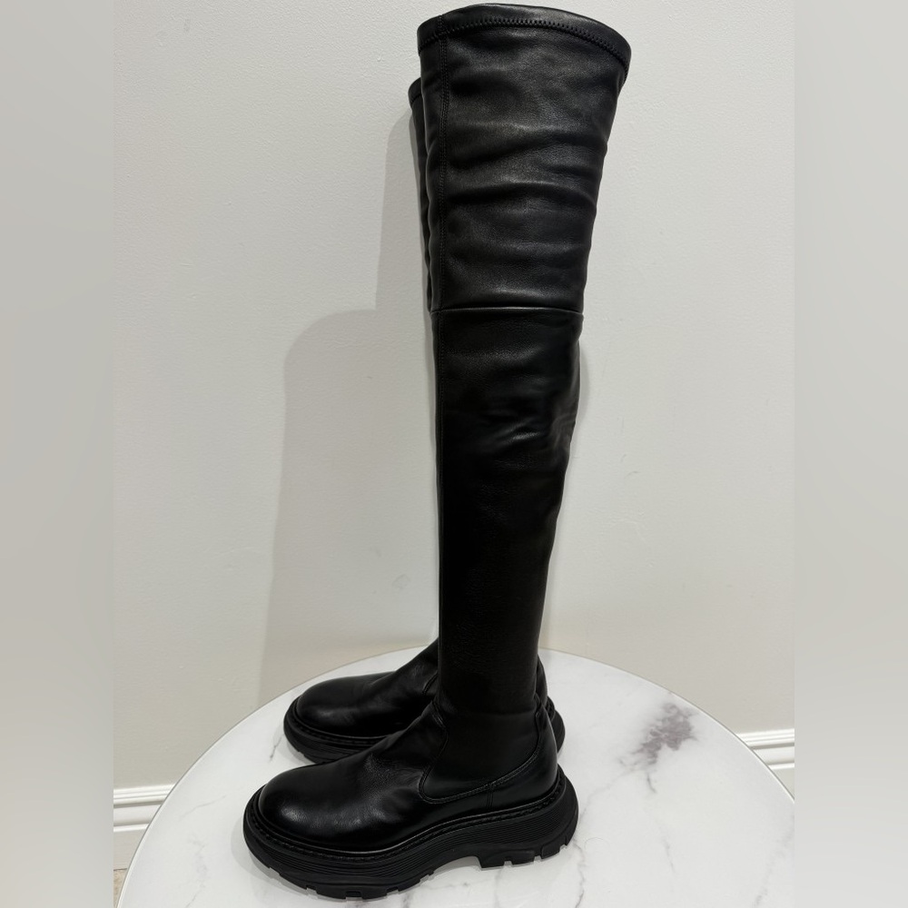 ALEXANDER MCQUEEN Tread Leather Over-The-Knee Boots Size 36 - Picture 8 of 16